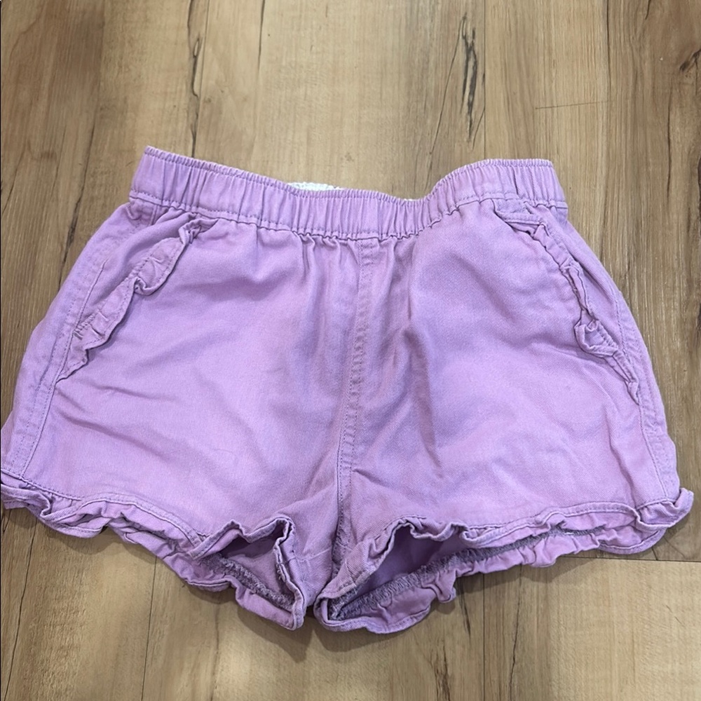 Crewcuts Purple Casual Shorts with Elastic Waistband and Distressed Hem